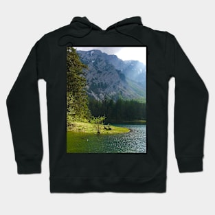 Green Lake in Austria with Bench Hoodie